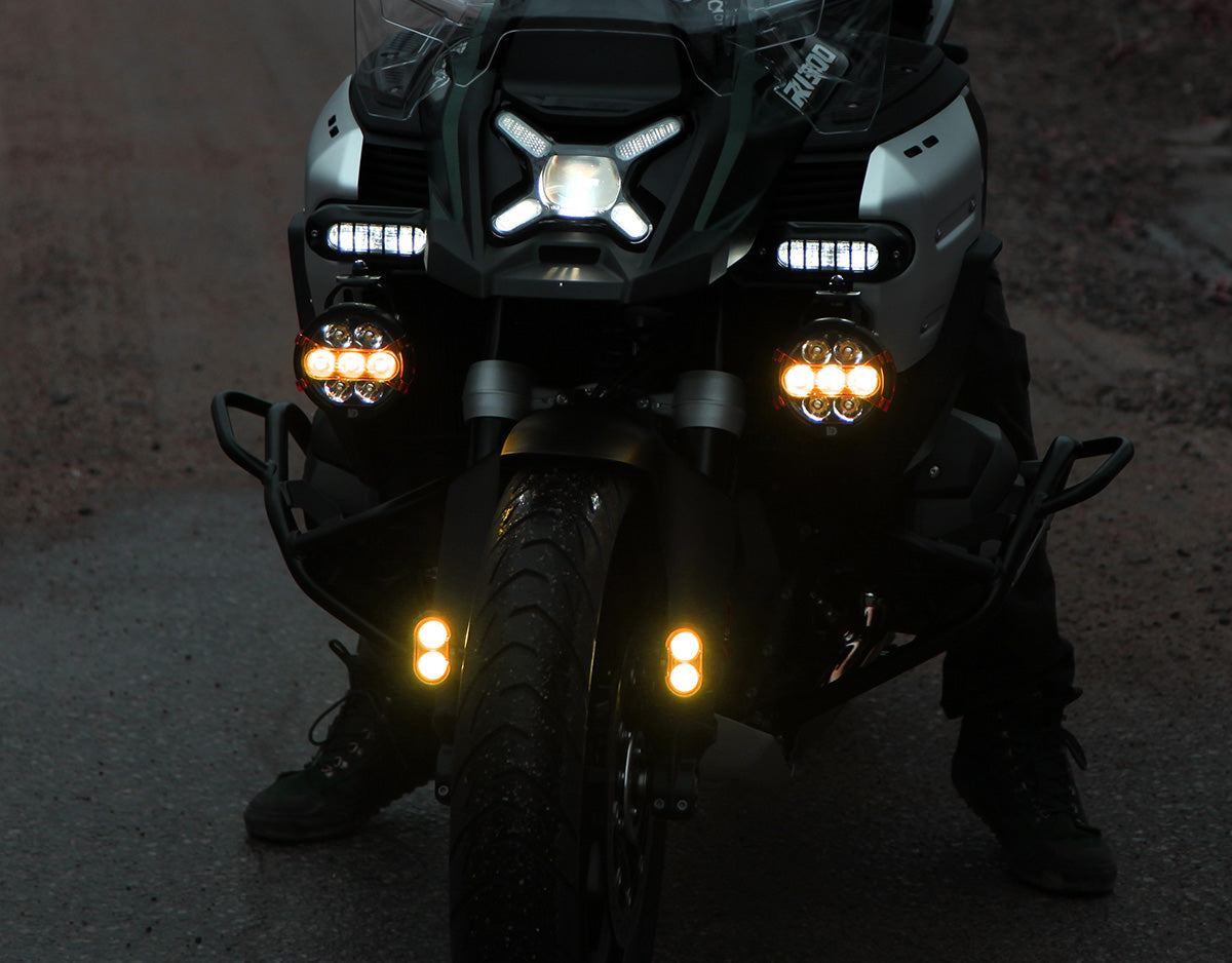 DL2 Fender-Mounted Motorcycle Driving Light Kit (Clear, Amber, or Yellow)