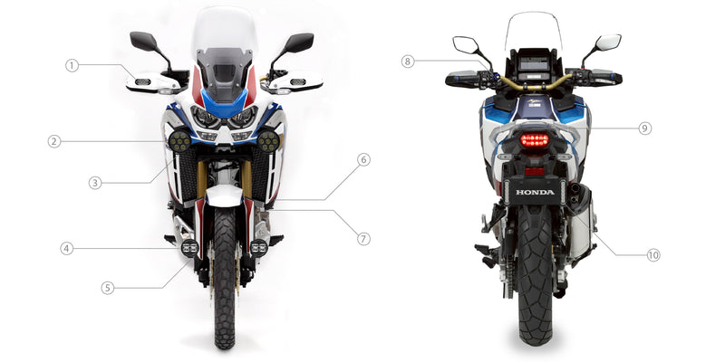 Honda Africa Twin Adventure Sports '20-'25 CANsmart™-konfigurator til LED-lys og synlighed til terrænkørsel