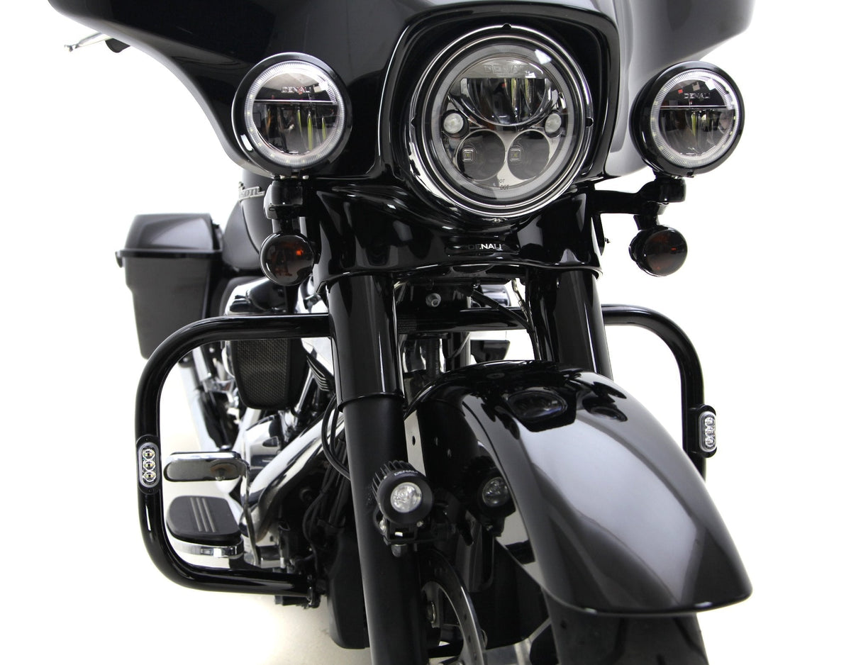 T3-Front-Switchback-LED-Blinkergehäuse mit V-Twin-Motorschutzbügelhalterung